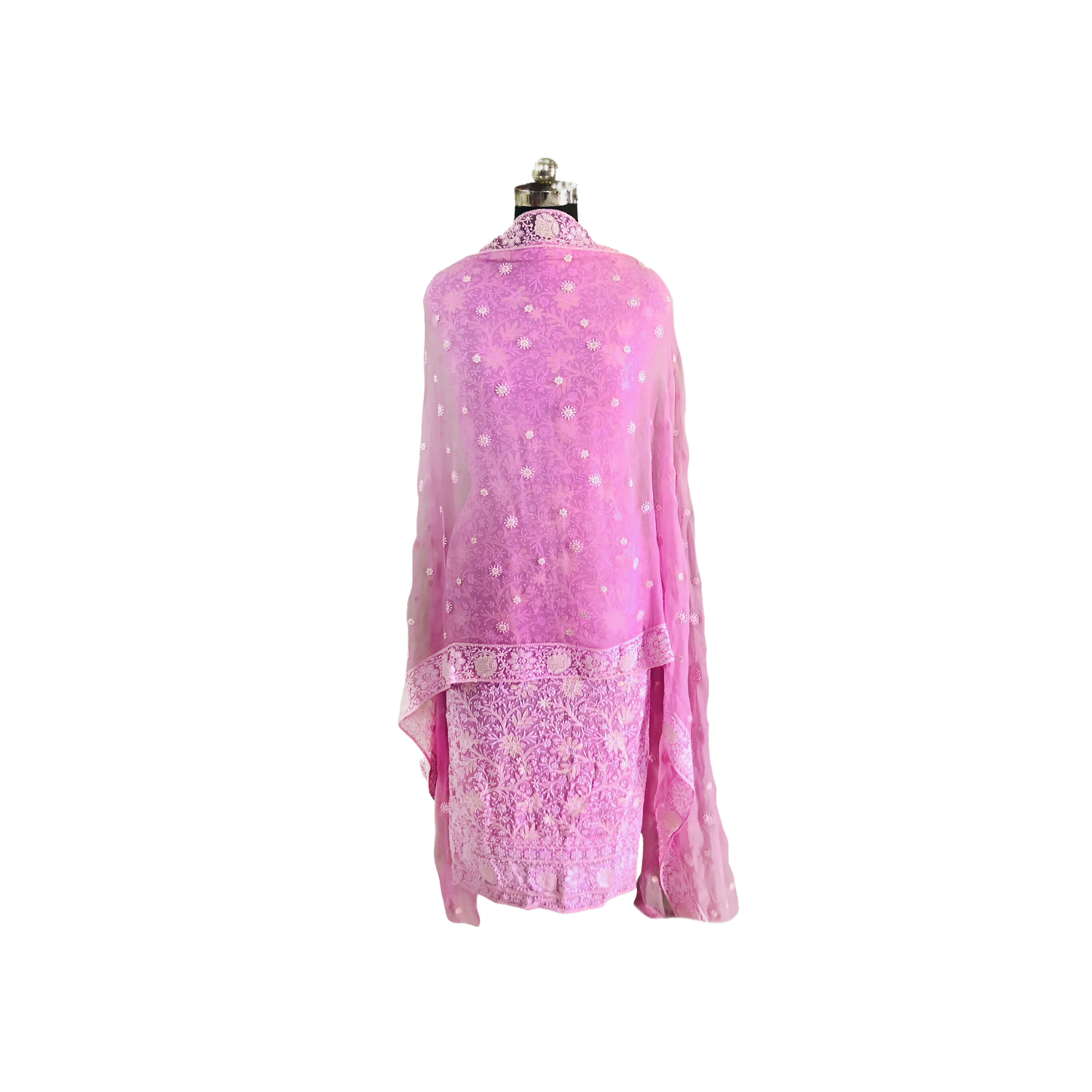 pink chikankari kurti